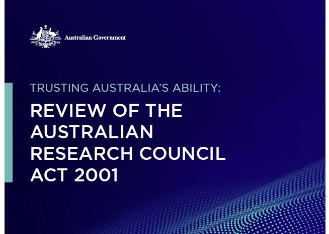 Front cover of 'Trusting Australia's Ability: Review of the Australian Research Council Act 2001'