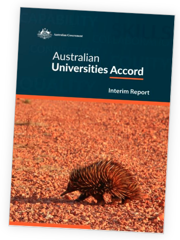 Front cover of the Universities Accord interim report 
